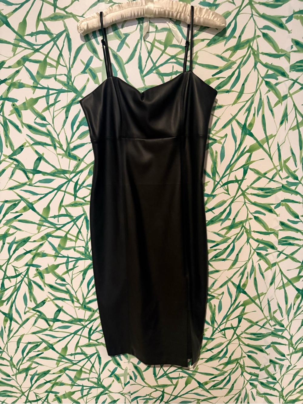 Express Classic Black Faux-Leather Slip Dress